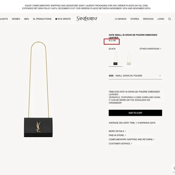 Kate Small YSL Crossbody Bag in Grained Leather - Picture 8 of 11